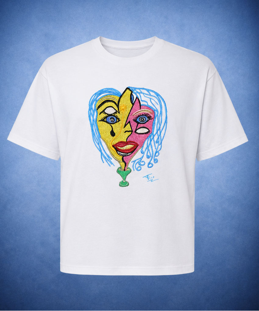 Le Visage – Tee-shirt artistique brodé – Image 2