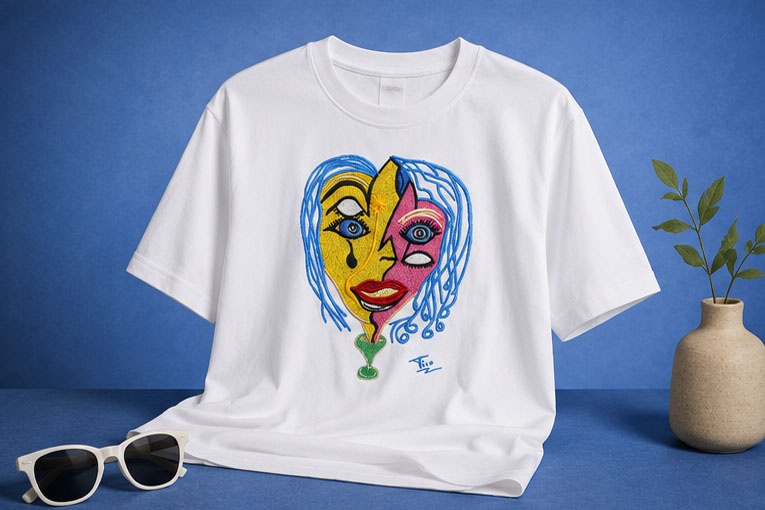 Le Visage – Tee-shirt artistique brodé – Image 3