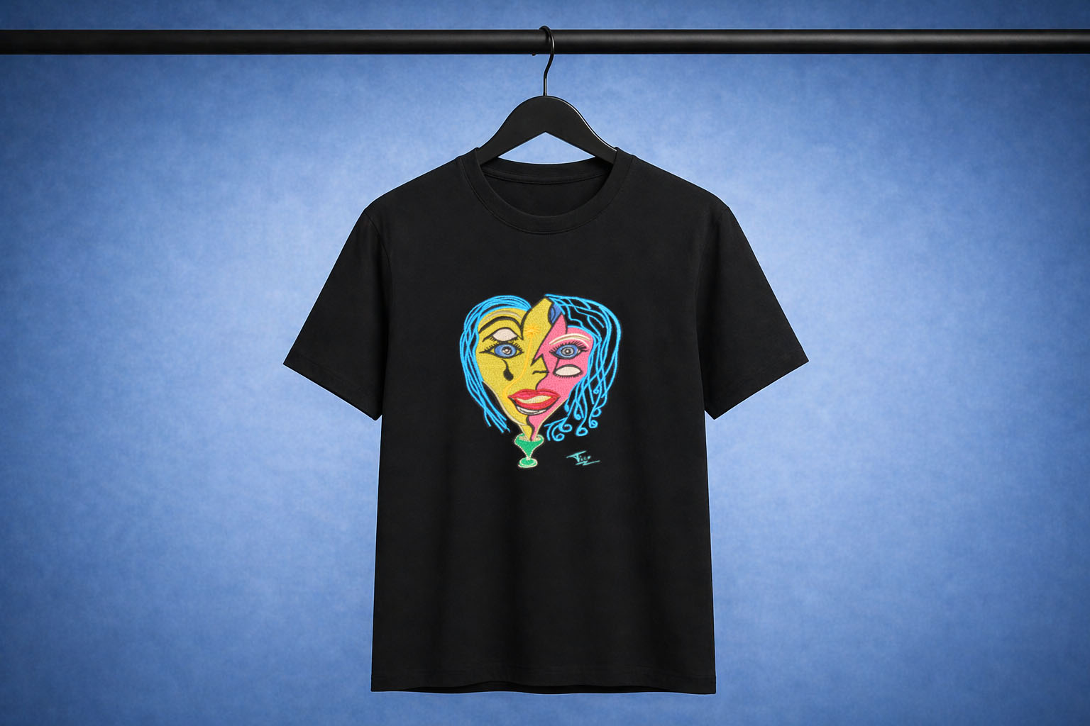 Le Visage – Tee-shirt artistique brodé