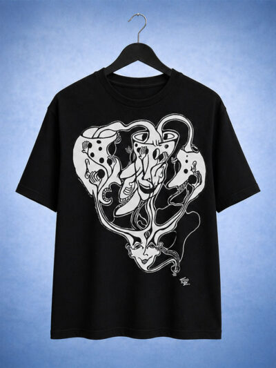 Réflexion Nocturne – Tee-shirt artistique brodé